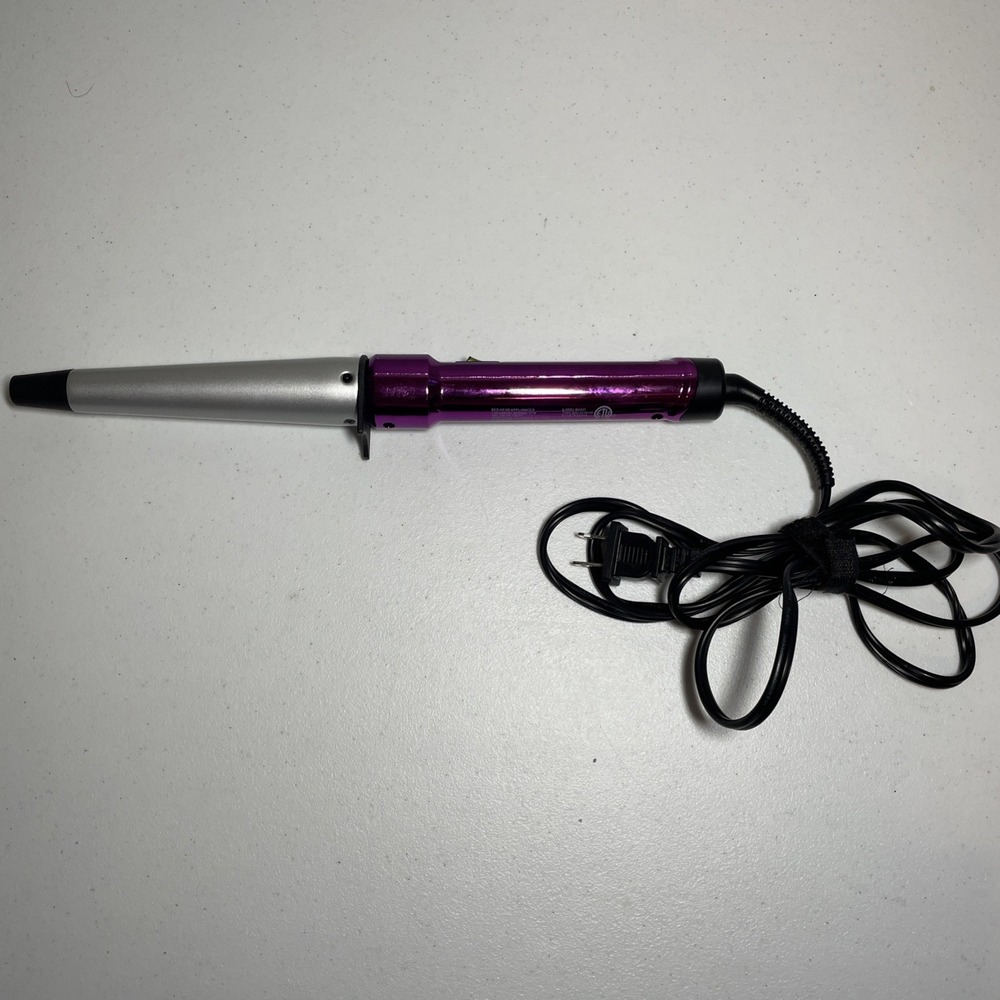 Bed Head Purple Ceramic BH341 Tapered Styling Iron | Clamp-Free 1.25" Preowned - Picture 4 of 6